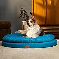 ClevaHome Orthopedic Dog Bed for Large Dogs, Dual Layer Waterproof Round Pet Bed with Washable Cover Nonslip Bottom（Mosaic Blue）