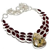 Bumble Bee Jasper, Ruby Gemstone 925 Sterling Silver Necklace 18