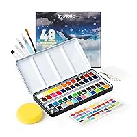 Emooqi Watercolor Paint Set, Watercolour Paint Box with 36 Colors Pigment,2  Hook Line Pen,2 Water Brush Pen, Watercolor Paper Pad, for Artists Painting  Professionals Beginner Painters. 