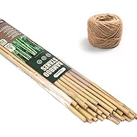 Bamboo Garden Stakes 4 Feet Natural Bamboo Plant Stakes with 200 Feet 3mm Heavy Duty Garden Twine Bamboo Stakes for Gardening Plant Supports-25 Pack Bamboo Sticks for Plants