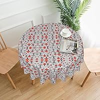 Cartoon Mushrooms Print Round Tablecloth 60 Inch Table Cloth Circular Table Cover for Dining Kitchen Banquet Dinner