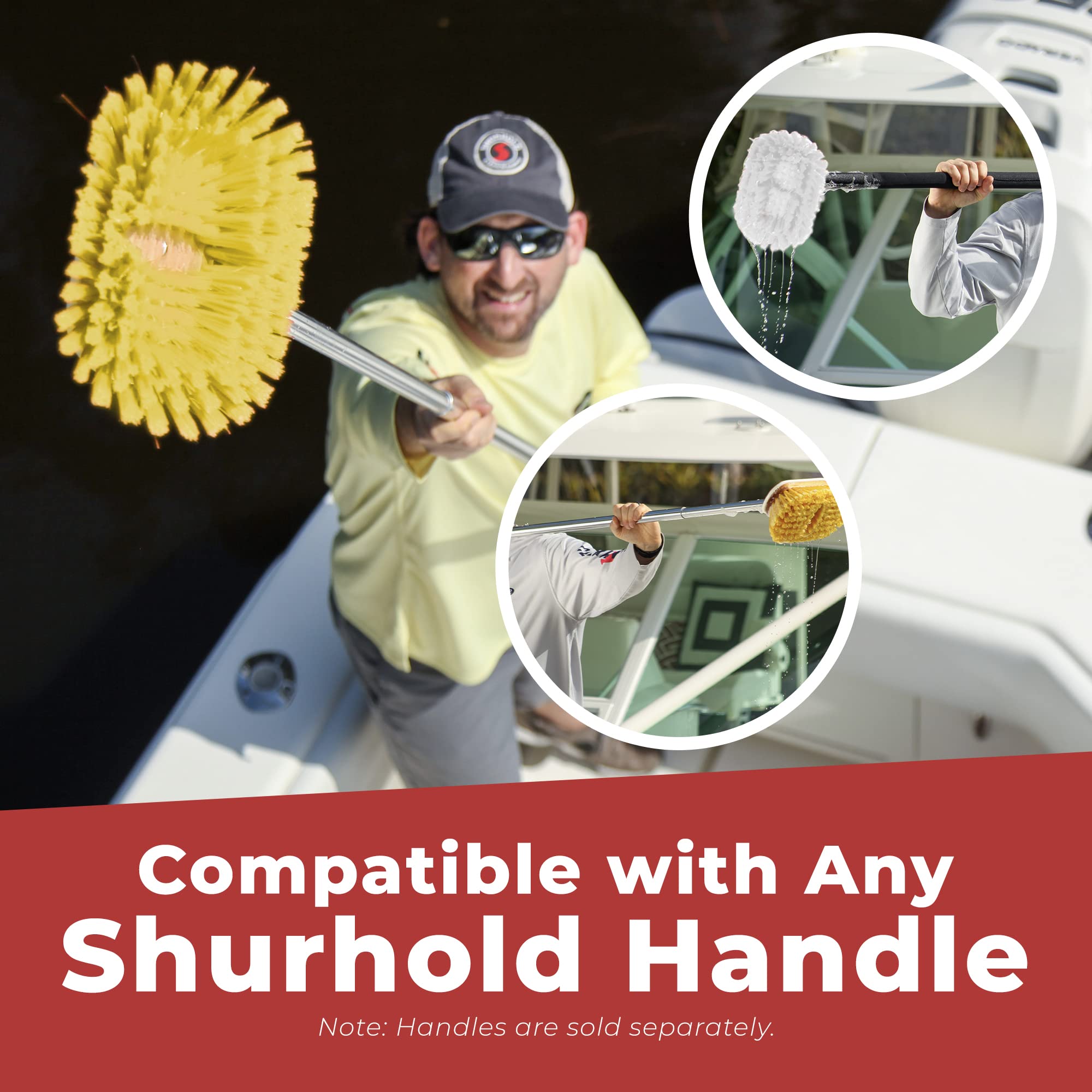 Shurhold 955 6 Inch Medium Bristle Brush, Deck Brush with Yellow Polystyrene Bristles