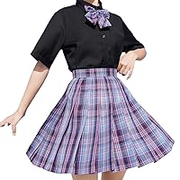 Teen Girls JK School Uniform Dress Collared Shirt Plaid Skirt Class Suit