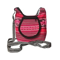 Small Peruvian Tribal Print Striped Pattern Pocket Purse Crossbody Bag - Fashion Handmade Boho Accessories
