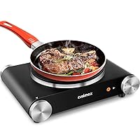 CUSIMAX Electric Burner Hot Plate for Cooking Cast Iron hot plates, Adjustable Temperature Control, Non-Slip Rubber Feet Stainless Steel Easy to Clean, Your Kitchen Assistant