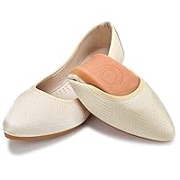 KUNWFNIX Women's Ballet Flats Crystal Wedding Ballerina Shoes Foldable Sparkly Comfort Slip on Flat Shoes