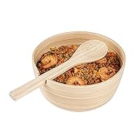 Restaurantware - Bambuddha 25 Ounce Bamboo Salad Bowl, 1 Heavy-duty Serving Bowl - Sustainable, Reusable, Bamboo Fruit Bowl, Serving Spoon Included, For Serving Salads, Fruits, And Appetizers