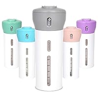 Travigo 4-in-1 Travel Dispenser Bottle, TSA Approved,Includes Four Empty Reusable 1.4 oz. (40 mL) Cosmetic Toiletry Containers for Sanitizer, Soap, Lotions, Skincare, Makeup Products (Gray)