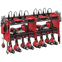 CCCEI Set Power Tool Organizer Wall Mount with Charging Station. Garage 8 Drills Storage Shelf with Hooks, Screwdriver, Drill Bit Heavy Duty Rack, Tool Battery Holder Built in 8 Outlet Power Strip.