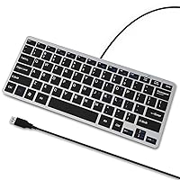 YORUNOHOSHI Ultra-Slim 78keys USB Mini Wired Keyboard with Media Hotkeys for Apple Mac Pro, MacBook 56Pro/ iMac, Air, Mac Mini, Laptop Computers, Windows Desktop PC 11/10/8/7 (Silver Black)