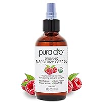 4 Oz Organic Red Raspberry Seed Oil - 100% Pure USDA Certified Premium Grade Scar Oil & Sunscreen For Hair Raspberry Extract - Cold Pressed Body Oil, Unrefined, Hexane-Free Hair Growth Oil