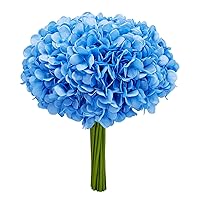 Artificial/Fake/Faux Flowers - Hydrangea Bundle Light Blue Color, Pack of 5, Totally 20 Heads, for Wedding, Home, Party, Restaurant