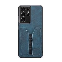 Leather Case for Samsung Galaxy S24ultra/S24plus/S24 Card Holder Slot Protective Cover Slim Fit Shockproof Shell for Women Men (S24plus,Blue)