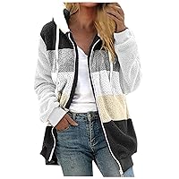 Zip Up Hoodie Women Winter Sherpa Jacket 2023 Plus Size Warm Fleece Coat Ladies Hooded Soft Fuzzy Outwear with Pocket