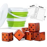 Giant Wooden Yard Dice, Outdoor Games Set of 6 with Two Games and Bucket