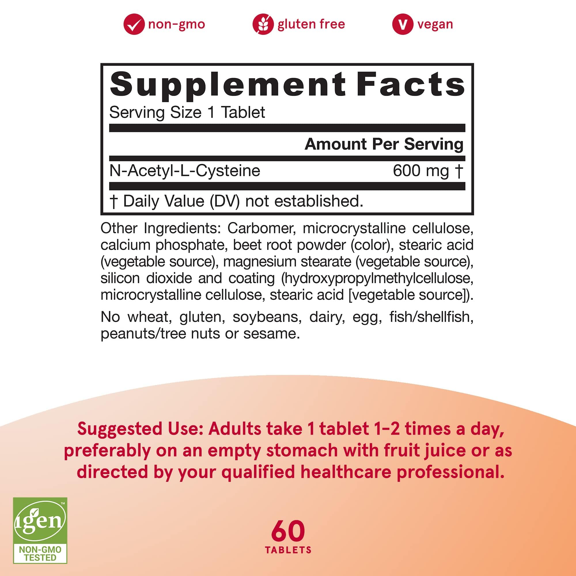 Jarrow Formulas N-A-C Sustain 600 mg - Antioxidant Amino Acid Supplement - 60 Sustain Tablets - Supports Liver & Lung Function - Precursor to Glutathione - 60 Servings (PACKAGING MAY VARY)