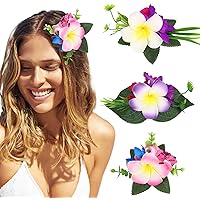 3 PCS Hawaiian Flower Hair Clips, Tropical Flower Clips Artificial Hair Folwers Hibiscus Flowers for Hair Summer Beach Accessories for Women