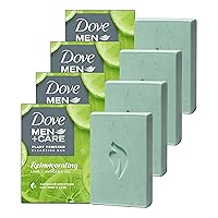 DOVE MEN + CARE Plant-Powered Natural Essential Oil Bar Soap Reinvigorating Lime + Avocado Oil to Clean and Hydrate Mens Skin 4-in-1 Bar Soap for Men's Body, Hair, Face and Shave. 5 oz