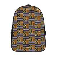 African Kente Tribal Print 16 Inch Backpack Adjustable Strap Daypack Double Shoulder Backpack Business Laptop Backpack for Hiking Travel