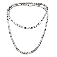 NOVICA Handmade .925 Sterling Silver Chain Necklace Indonesia Balinese Traditional [22 in L x 0.1 in W] 'Rice Seeds'