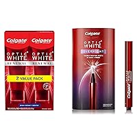 Colgate Optic White Overnight Teeth Whitening Pen and Optic White Renewal Teeth Whitening Toothpaste, High Impact White - 3 Ounce (2 Pack)|
