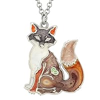 WEVENI Enamel Alloy Cute Fox Necklace for Women Girls Pendant Charms Fashion Jewelry Gifts