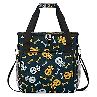Day of the Dead Sugar Skull 22 Coffee Maker Carrying Bag Compatible with Single Serve Coffee Brewer Travel Bag Waterproof Portable Storage Toto Bag with Pockets for Travel, Camp, Trip