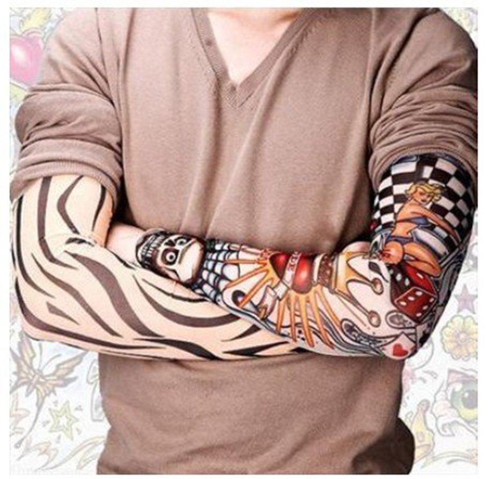 YARIEW 6pcs Temporary Tattoo Sleeves, 6pcs Set Arts Temporary Fake Slip On Tattoo Arm Sleeves Kit