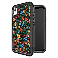 for iPhone XR Case, Shockproof with Heavy Duty Protective Cover (Flowers Garden)