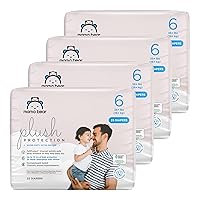 Amazon Brand - Mama Bear Plush Protection Diapers - Size 6, One Month Supply, Hypoallergenic Premium Disposable Baby Diapers, 100 Count (Pack of 4), White and Cloud Dreams