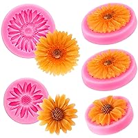 5pcs Sunflower Silicone Molds, Daisy Flowers Fondant Molds, Chrysanthemum Resin Crafts Moulds for DIY Chocolate Candy Jelly Cake Topper Decoration Party Supplies