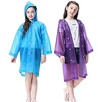 Rain Ponchos Raincoats for Kids, 2 Packs Rain Coats Jacket Reusable with Hood for Boys Girls Disney Hiking Camping Outdoor