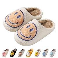Smile Face Slippers for Women Retro Soft Plush Warm Slip-on Slippers, Happy face slippers Cozy Indoor Outdoor Slippers…
