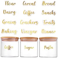 Gold Pantry Labels 100 (90 Preprinted +10 Blank) Kitchen Labels - Glossy Water Resistant Sticker for Kitchen & Fridge Pantry Organization Storage Containers Jars Easy Reposition