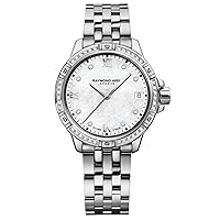 Raymond Weil Tango Classic Women's Watch, Quartz, Mother-of-Pearl, Roman Numerals and Diamonds, Stainless Steel Bracelet, 30 mm (Model: 5960-STS-00995)