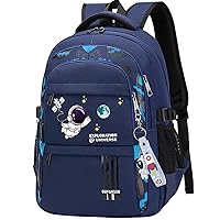 Astronaut Backpack for Boys Teens, Large Capacity School Bag Bookbag for Kids Elementary Middle (Blue)