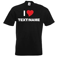 T-Shirt - I Love - Print with Heart Individually – Personalized Name Text