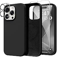for iPhone 15 Pro Case Compatible with Magsafe, [2X Screen Protector + 2X Camera Lens Protector], Soft Silicone Shockproof Anti-Scratch Full Body Protective Phone Case 6.1