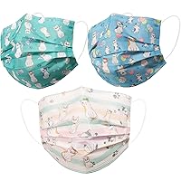 Colorful Disposable Face Masks Printed with Cats,Cute Adorable Cartoon Kitty Kitten Design Pattern for Furry Family Animal Lover,3 PLY 50 Pack Breathable Colored Face Mask Covers for Women Men Adult