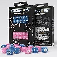 クロスヘアーコンパクトD6:Q-Workshopによるブルー&ピンク、RPGボードゲーム用サイコロ、1人以上のプレイヤーと対象年齢14歳以上