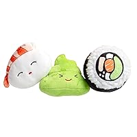 Pearhead Sushi Plush Toys, Durable Squeaky Dog Toy Set, Soft Chew Toys, Pet Owner Must Have Dog Accessory, Set of 3