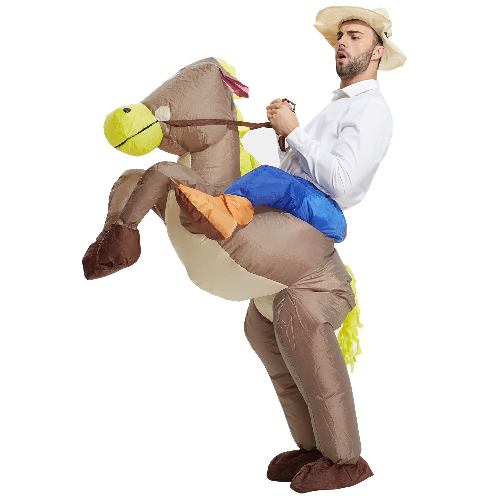 TOLOCO Inflatable Costume Adults, Cowboy Costume, Inflatable Horse Costume for Boy, Kid Blow up Costume Halloween