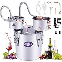 Suteck Alcohol Still 9.6Gal 38L Stainless Steel Alcohol Distiller Copper Tube Spirit Boiler with Thumper Keg and Build-in Thermometer for Home Brewing and DIY Whisky Wine Brandy Making, Included Pump