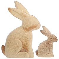 Lurrose 1 Pair Unfinished Wood Animal Ornament Easter Blank Wood Rabbit Peg Doll Figure Bunny Cutout Table Statue Model Desktop Centerpiece for Kids DIY Painting Home Office Decor