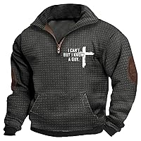 Mens Quarter Zipper Pullover Fashion Stand-Up Simple Solid Cross & Flag Prined Sweatshirt Autumn Casual Baggy Tops