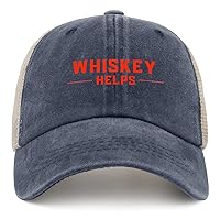 Whiskey Helps Hat Mens Humor Beer Cap for Men AllBlack Caps Fashionable for School Bus Driver