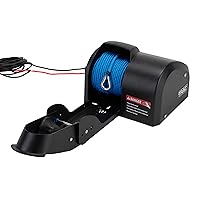 Camco TRAC Outdoors Pontoon 35-G3 Electric Anchor Winch | Features a High-Efficiency, 12-Volt DC, All Steel Gear Motor and 100-feet of Pre-Wound Double-Braid Anchor Rope | (69003)