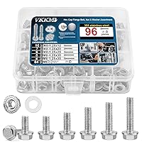 VKKM 96 pcs Stainless Steel M8 Hex Cap Flange Bolt Assortment Kit/Screws, Nuts & Washers, M8-1.25 x 12/20/25/30/35mm, Reusable Storage Case with Adjustable Dividers