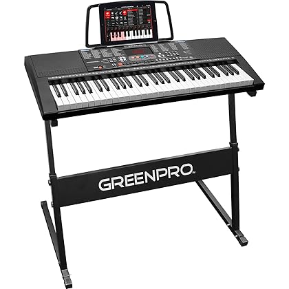 GreenPro 61 Key Portable Electronic Piano Keyboard, LED Display with Adjustable Stand and Music Note Holder, 3 Teaching Modes, Electronic Musical Instruments Starter Set for Kids and Adults