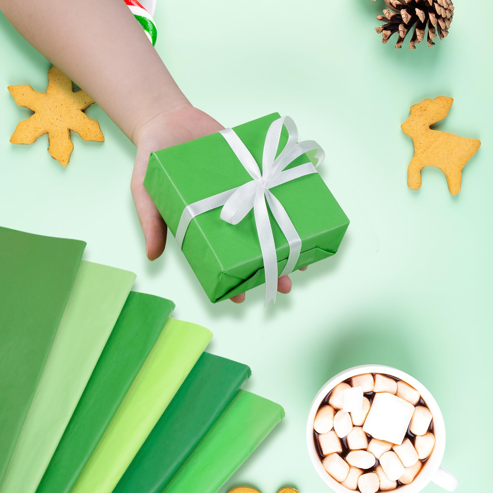  Shindel 180Sheets Green Wrapping Tissue Paper for